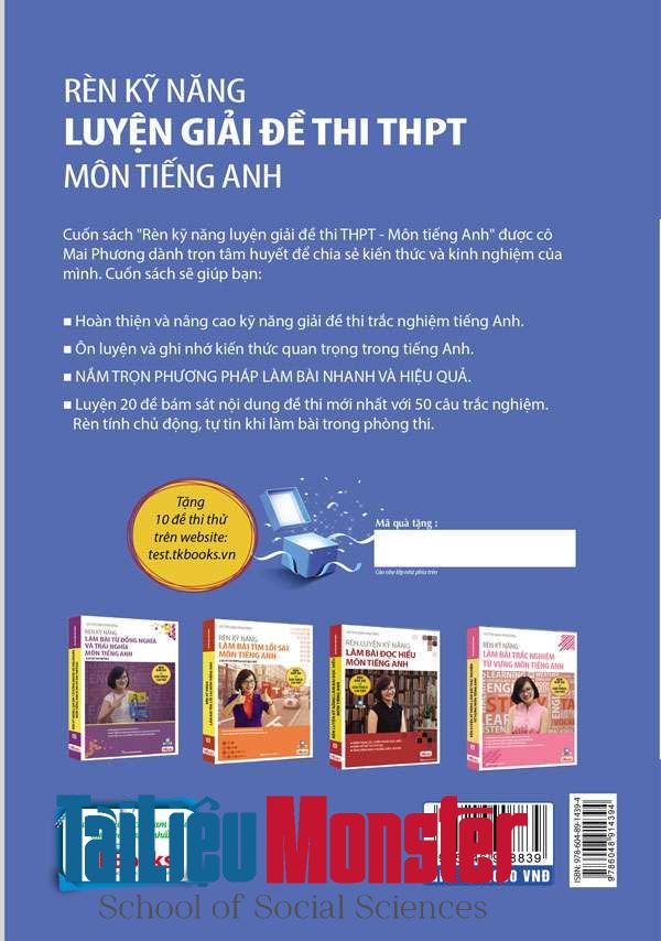 ren ky nang luyen giai de thi THPT mon tieng anh bia sau